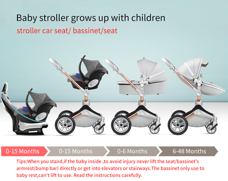 Hot Mom Baby Stroller 3 in 1 travel system with bassinet and car seat，360° Rotation Function children stroller,Luxury Pram F023