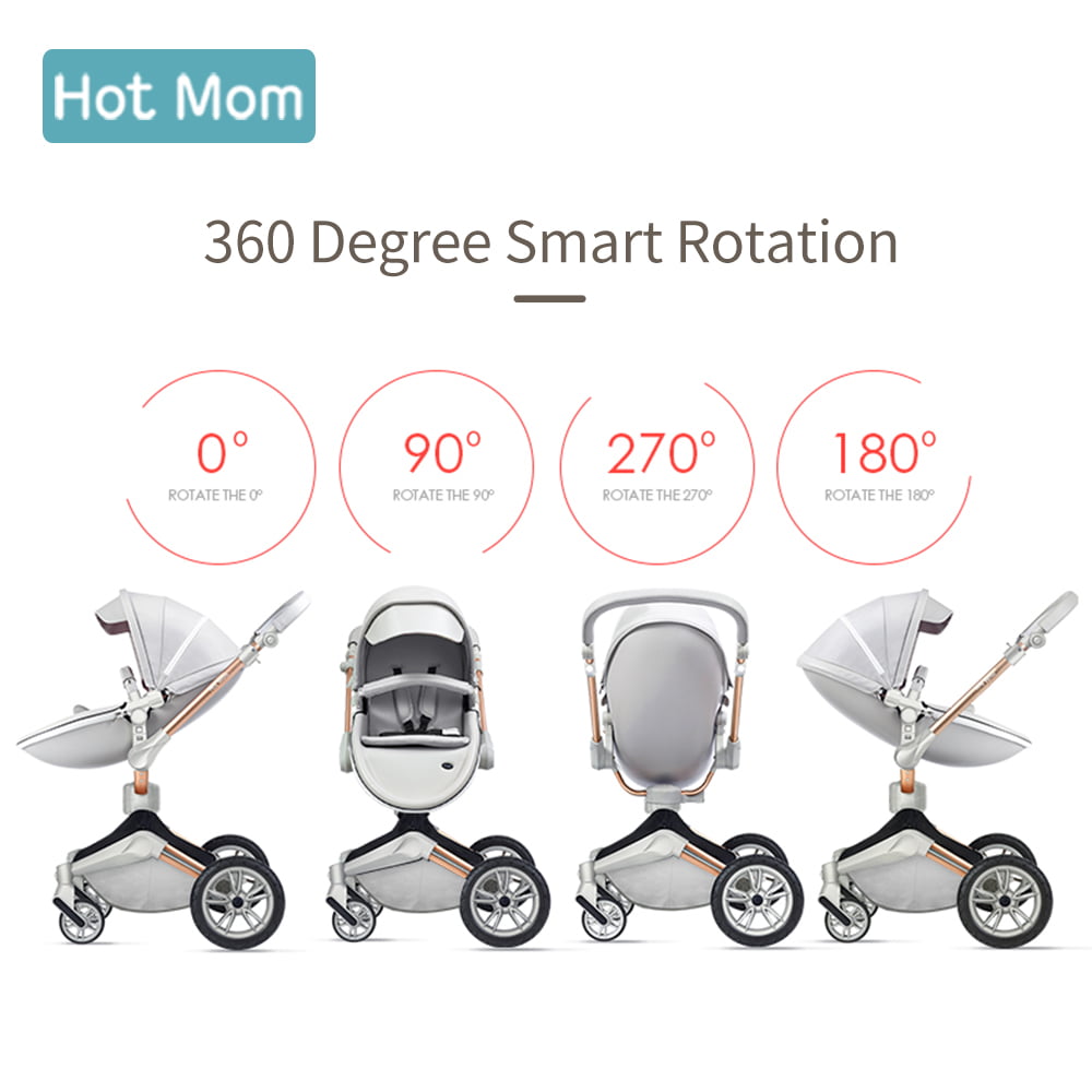 Hot Mom Baby Stroller 3 in 1 travel system with bassinet and car seat，360° Rotation Function children stroller,Luxury Pram F023