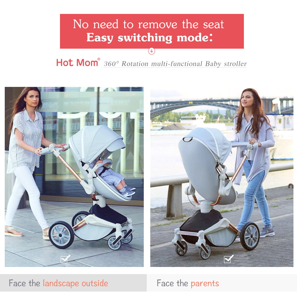 Hot Mom Baby Stroller 3 in 1 travel system with bassinet and car seat，360° Rotation Function children stroller,Luxury Pram F023