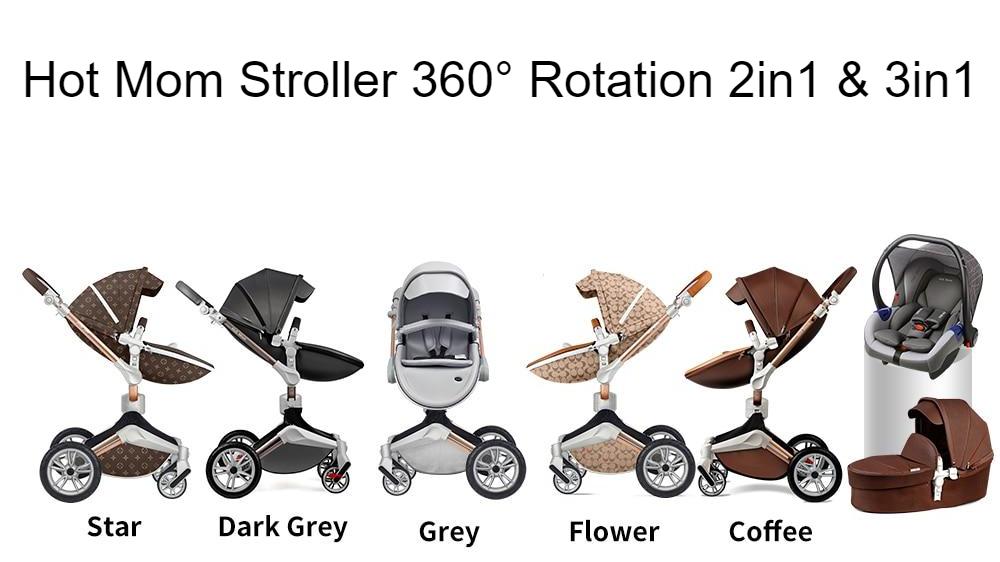 Hot Mom Baby Stroller 3 in 1 travel system with bassinet and car seat，360° Rotation Function children stroller,Luxury Pram F023